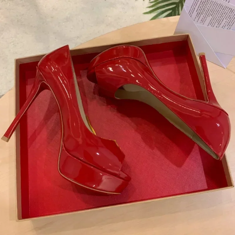 

Top Quality Womens High Heels Luxury Fashion Ladies Crystal Glisten Red Sole Shoes Classic Retro Designer 0-12cm High heel