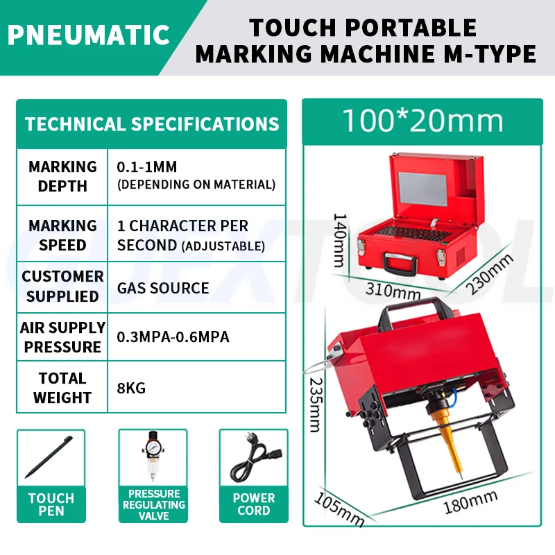 Macchina portatile per la marcatura del tocco del metallo dell'acciaio Macchina per l'incisione dello stampo della piastra dell'acciaio del tubo dell'acciaio Macchina elettrica/pneumatica per la codifica VIN/codice/tel