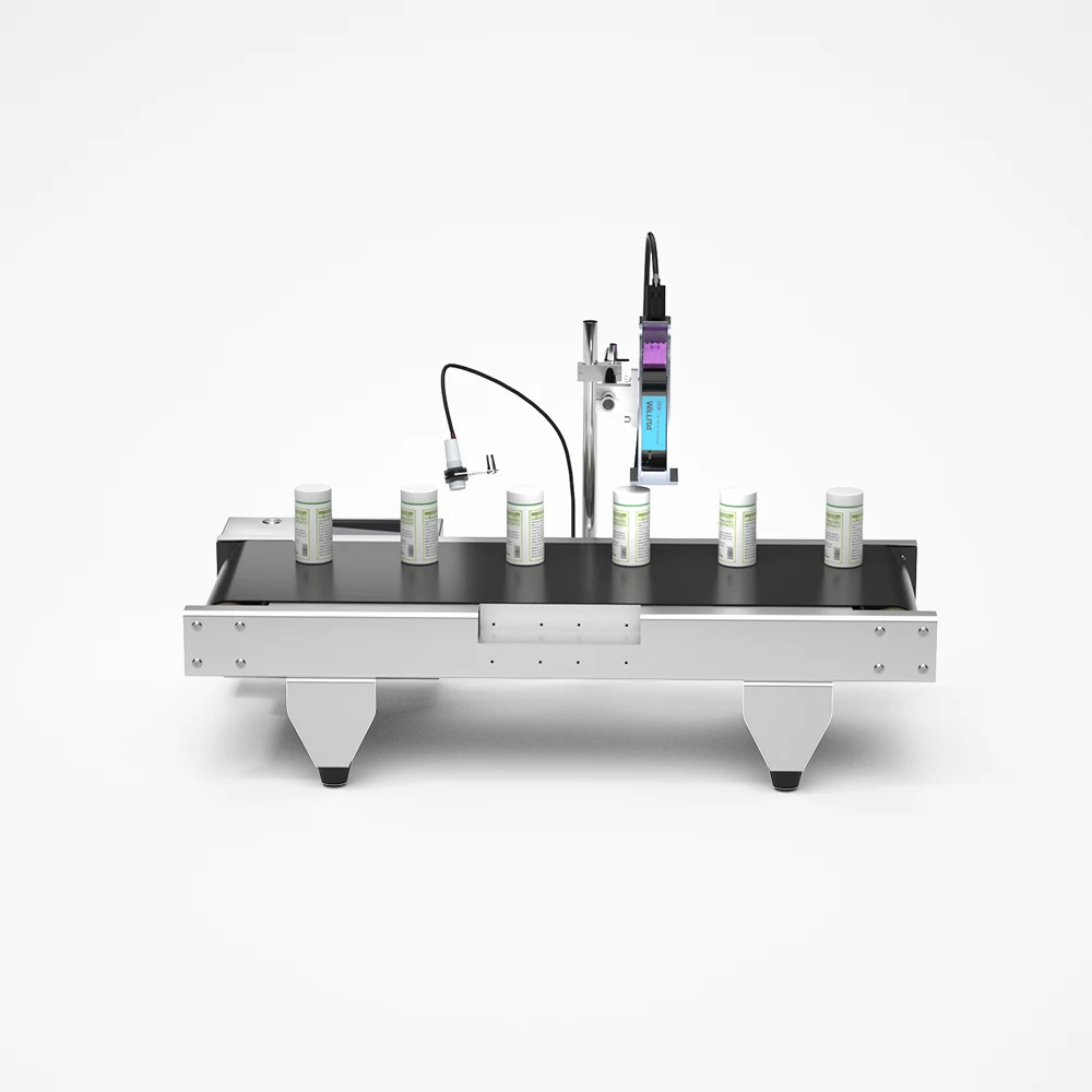 Mini Conveyor with Inkjet Encoder Printer Plastic Bag Bottle Carton Lot Number Date Print Code