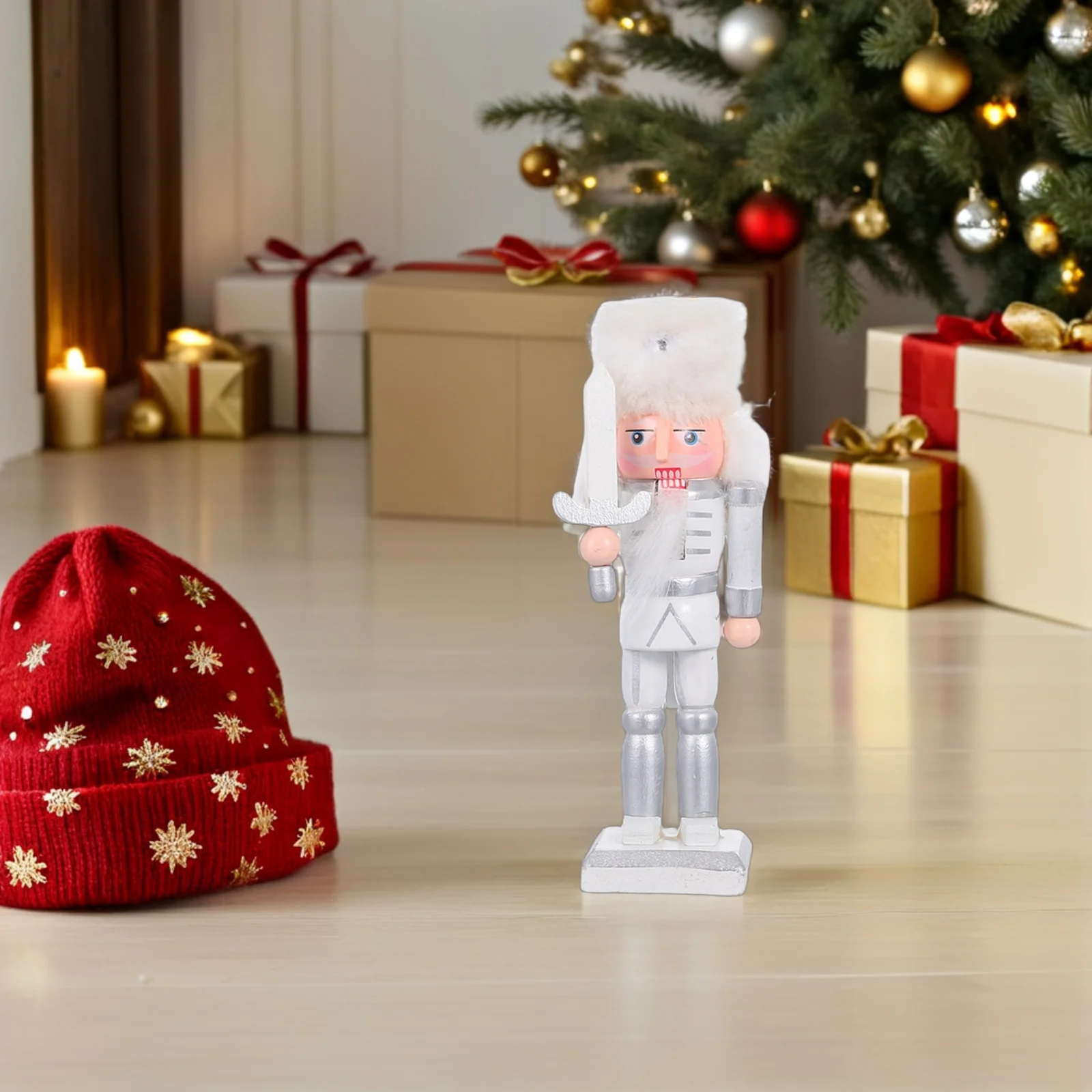 

4Pcs Nutcracker Wooden Christmas Soldier Ornaments Holiday Tabletop Decoration Christmas Nutcracker Figures Soldier Decor