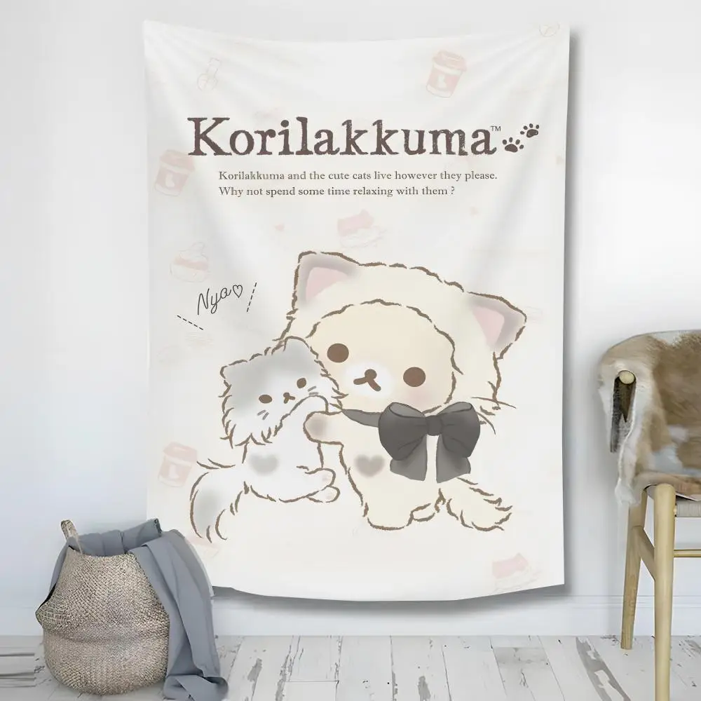 

Милый мультяшный гобелен R-rilakkuma, украшение, художественный фон из микрофибры для спальни, гостиной, бара, сада, уличного фестиваля