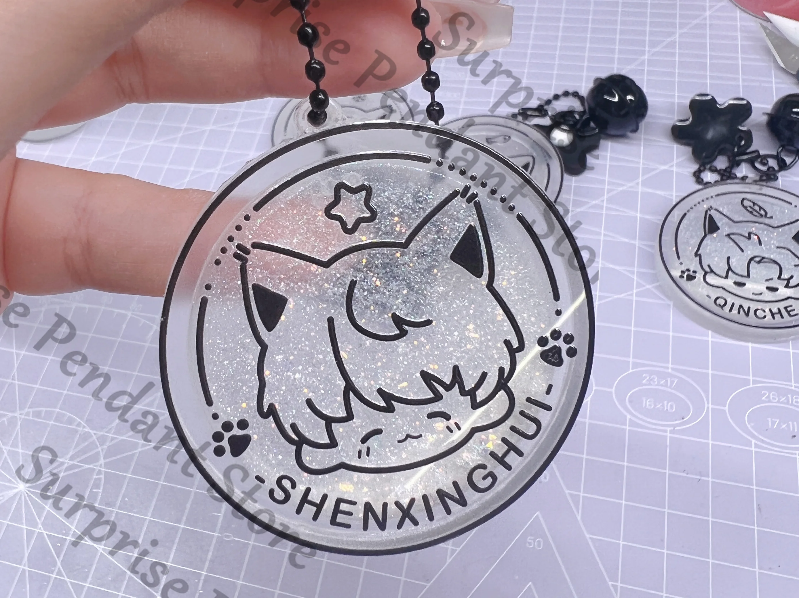 Anime Love and Deepspace Sylus Xavier Zayne Rafayel Cosplay Cartoon Embossment Quicksand Mahjong Pendant Ornament Mascot Gift