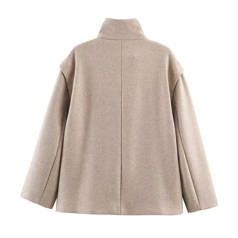 معطف نسائي شتوي جديد بياقة عالية مختلطة معطف Sle 2025 تخفيف Sle طويل Sve زر إغلاق مادة أخرى للسيدات Jaet