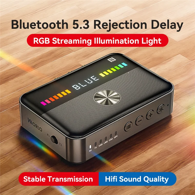 Sensibile NFC Bluetooth 5.3 Ricevitore Audio Trasmettitore RGB Luce USB 3.5MM AUX RCA Coassiale Ottico DAC Convertitore Adattatore Facile da