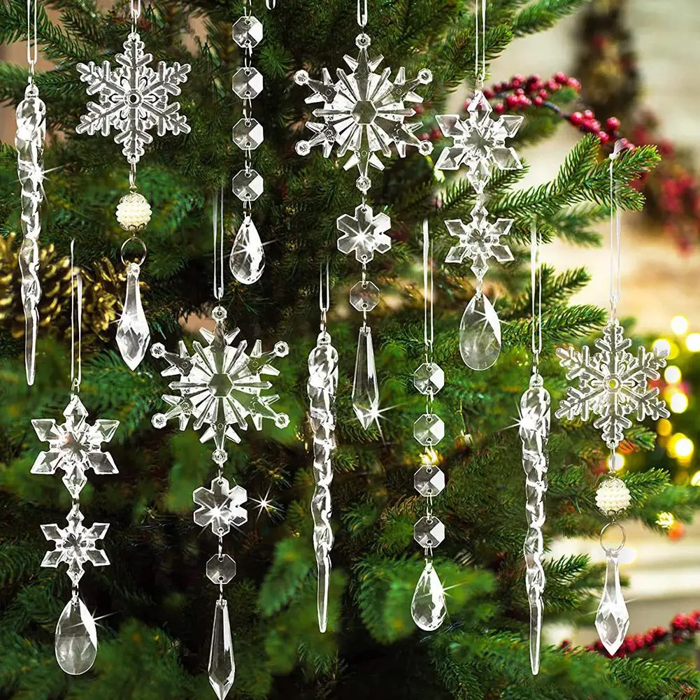 10pcs 15cm Christmas Decoration Simulation Ice Xmas Tree Hanging Artificial Clear Fake Icicle Winter Party Home Decor Navidad