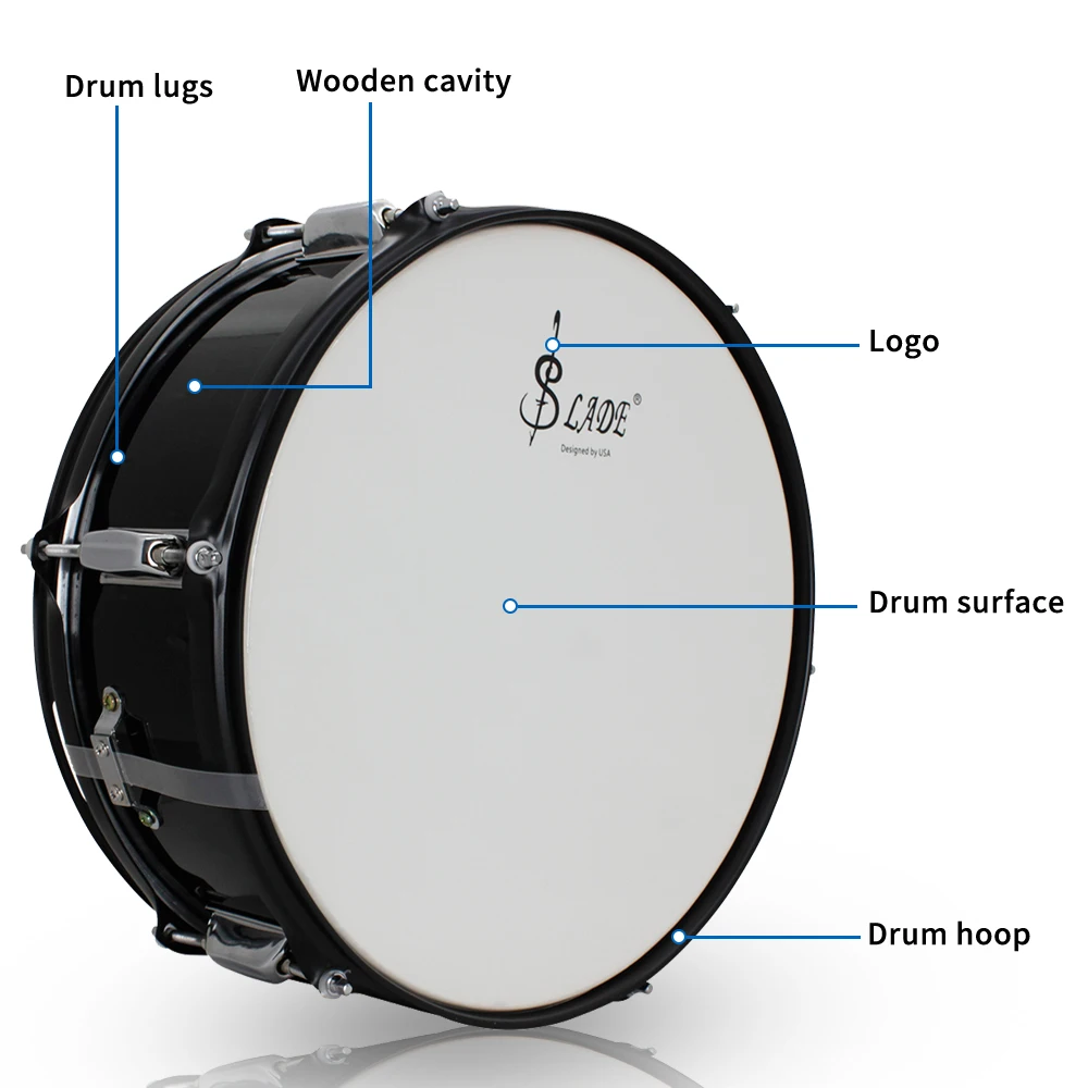 SLADE 14 Inches Snare Drum Music Drums Professional Snare Drum Set With Bag For Beginners Practice Metal Percussion Instrument