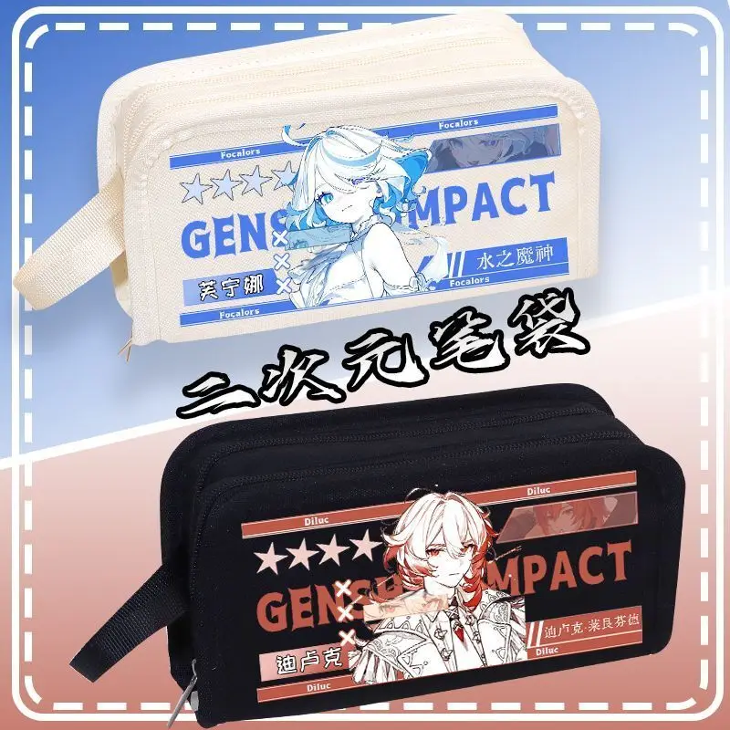 Genshin Impact Walnut Wanderer Water God Funina Anime Merchandise Large Capacity Pencil Case For Students Anime
