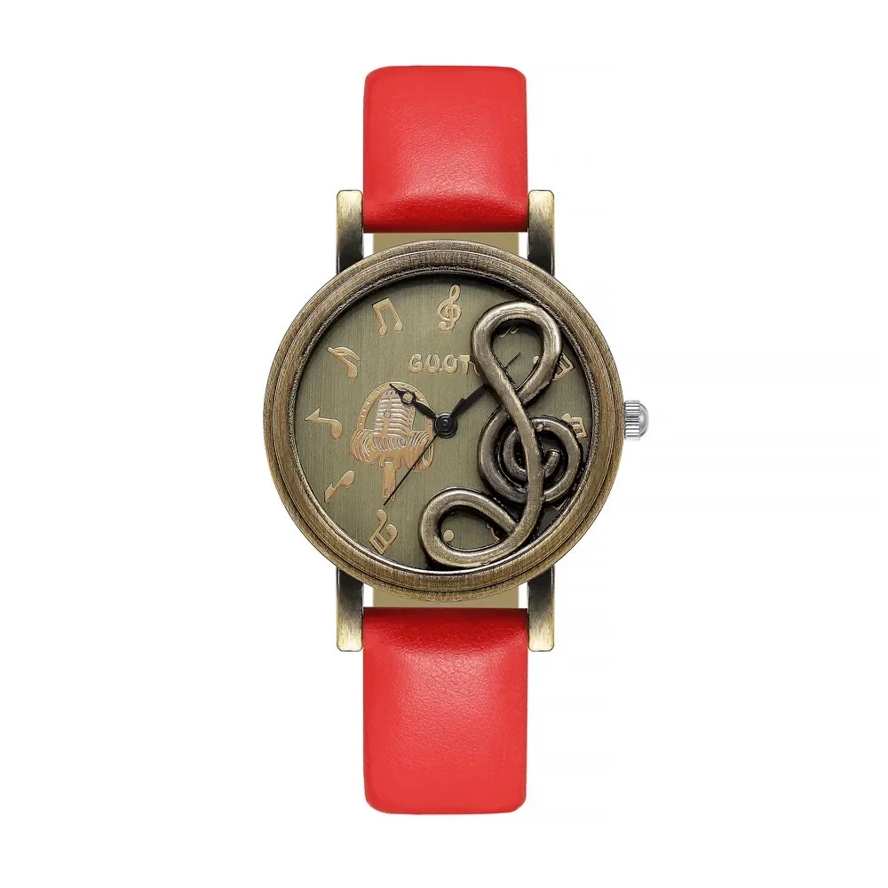 Vintage Women Watches Personalized Music 3D Style Leather Band Ladies Dress Waches Casual Outdoor Wristwatch Relogio Feminino