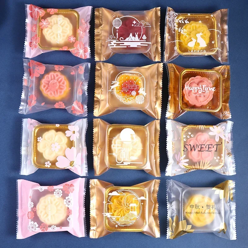 100pcs Mooncake Packing Plastic Bag Box Egg Yolk Biscuit Cookie BagsDIY Handmade Mung Bean Cake Baking Packaging Seal Machine