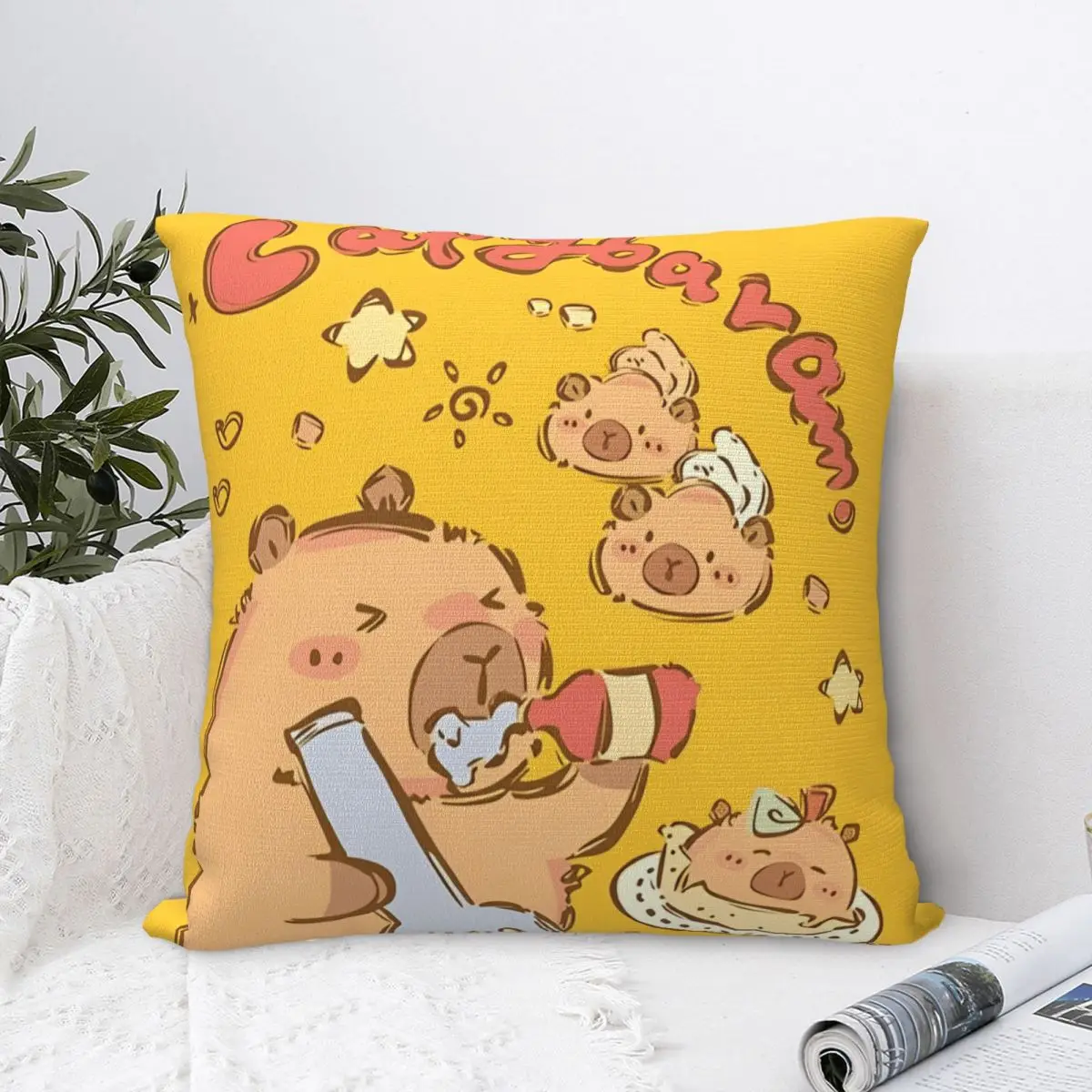 

Cute Kapibara Capybara Pillow Case Cartoon Cushion Cover Polyester Graphic Pillow Cover Pillowcases For Sofa Home Decoration