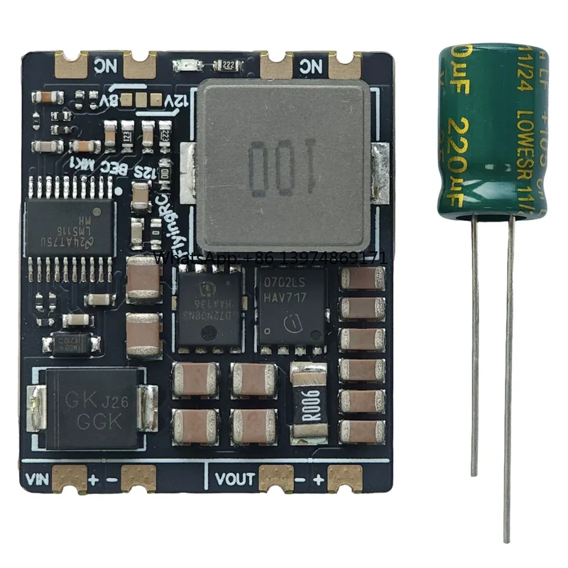 1PCS 10A 12S BEC Step-down Module 5.2V/8V/12V Selectable Outputs with 35V 220UF Electrolytic Capacitor for Servo Power Supply