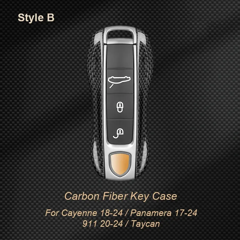 Real Carbon Fiber Key Fob Cover For Porsche Macan Cayenne 718 Boxster Cayman Panamera 911 Taycan Key Housing Cover Shell Case