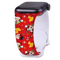 Disney-Correa de silicona con estampado navideño para Apple Watch, pulsera deportiva reemplazable para iWatch de 45mm, 44mm, 42mm y 41mm, 9, 8, 7 SE
