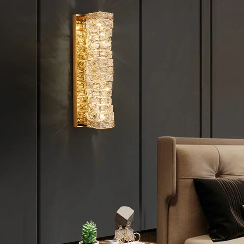 Luxury Crystal Gold LED Wall Sconces for Bedroom Bedside Living Room High-Quality Creative Home Decor Lamp