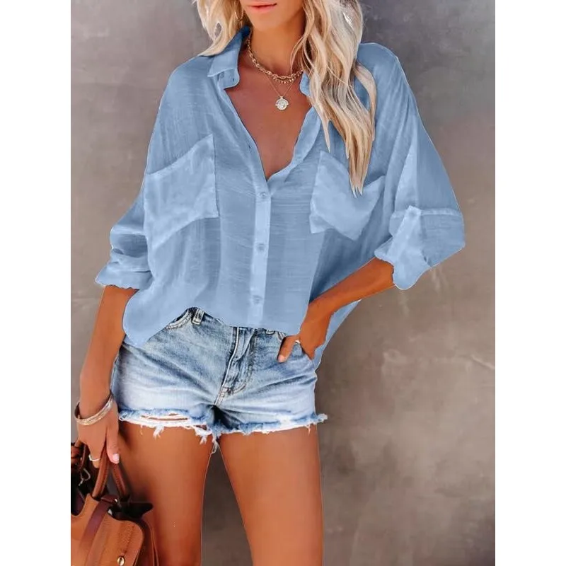 

Pure Color Linen Shirt Cotton Linen Material Princess Sleeve Women's Shirt Not Easy to Deform Spring Season Fashion