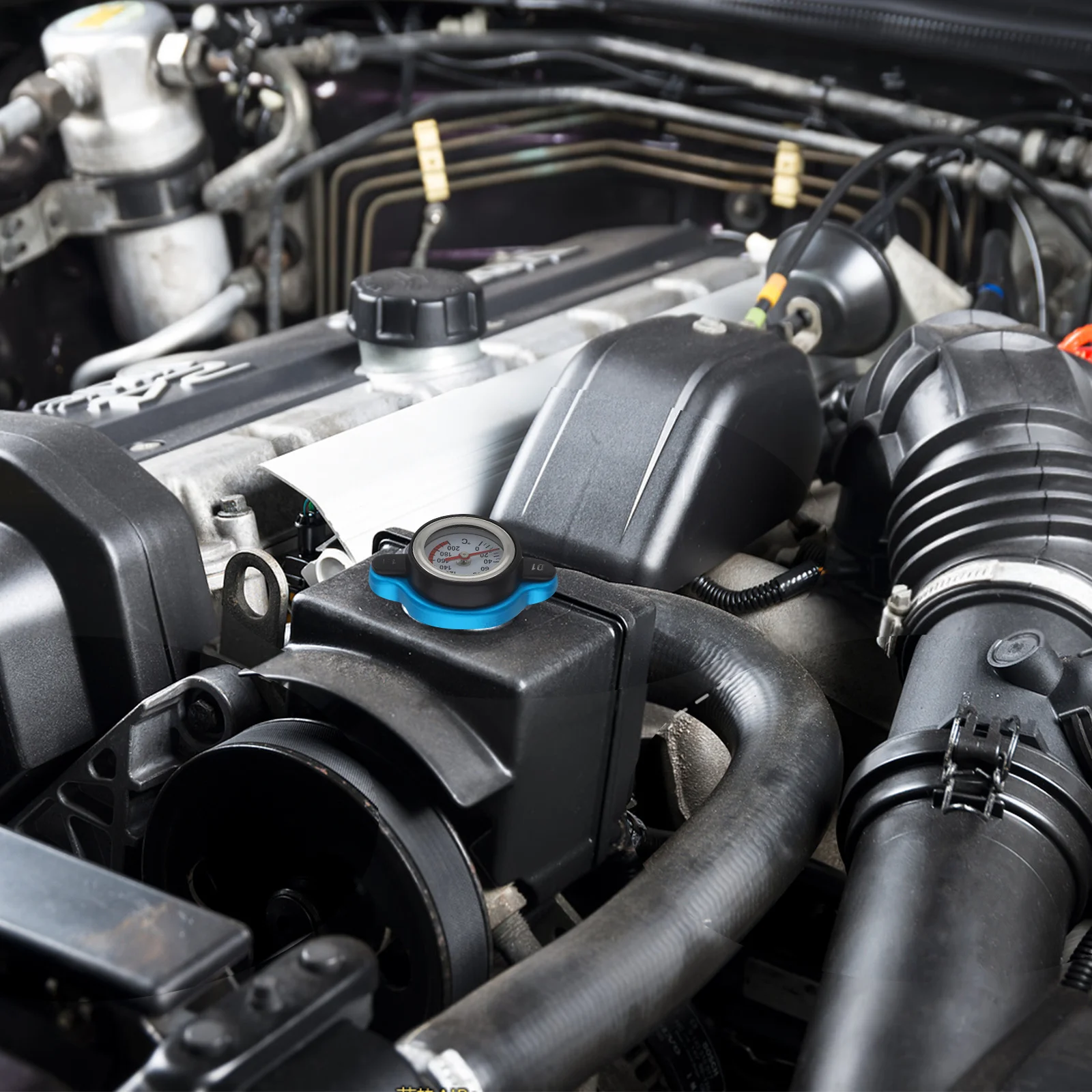 غطاء مشعاع حراري 1.1 بار مقياس درجة حرارة الماء الكبير سهل القراءة وضبط غطاء سيارة توازن الضغط مع مقياس درجة الحرارة