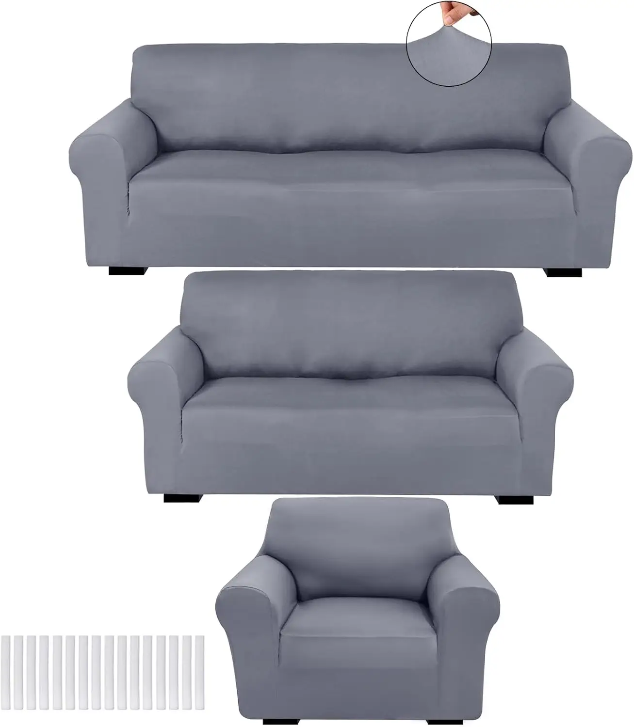 

3 Pcs Slipcover Set For Couch Furniture Covers For Sofa Loveseat Couch Arm Chair, Form Fit Stretch, Wrinkle Free, Furniture