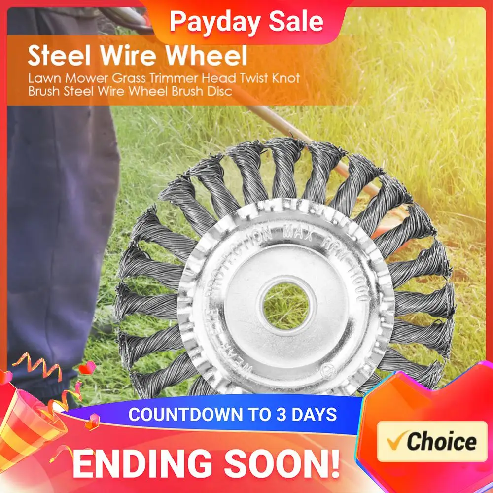 

4/5inch Knotted Wire Wheels Built-In Fixing Plate Wire GrassTrimmer Blades Steel Wire Trimmer Head Garden Power Tool Accessories