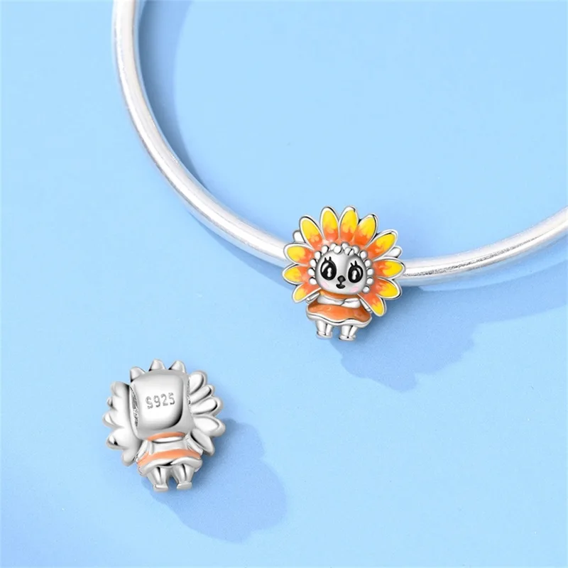 

2026 Popular 925 Sterling Silver Sunflower Doll Charms Beads CZ Zircon Fit Original Bracelet DIY For Women Fine Jewelry Gifts
