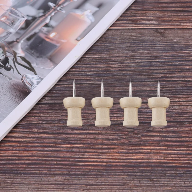 80Pcs H-Shape Wood Decorative Push Pins, Wood Head And Steel Needle Point Thumb Tacks For Photos, Maps And Cork Boards