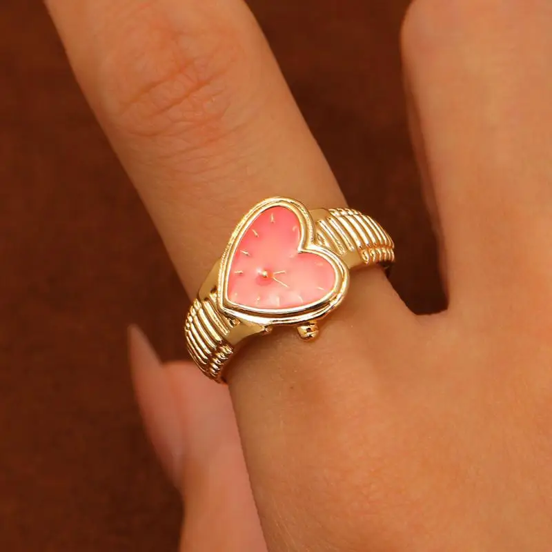 خواتم ساعة كلاسيكية على شكل قلب للنساء والرجال خواتم افتتاح شخصية قابلة للتعديل اتجاه جديد مجوهرات كلاسيكية إكسسوارات فريدة من نوعها #1