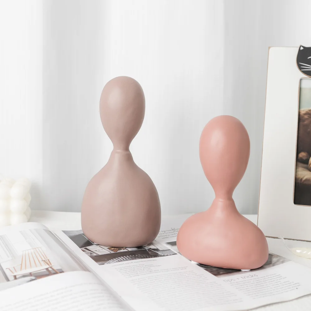 Modern Artistic Ceramic Abstract Human Sculptures, Minimalist Figures Decor for Home & Office, Elegant Matte Morandi Figurines