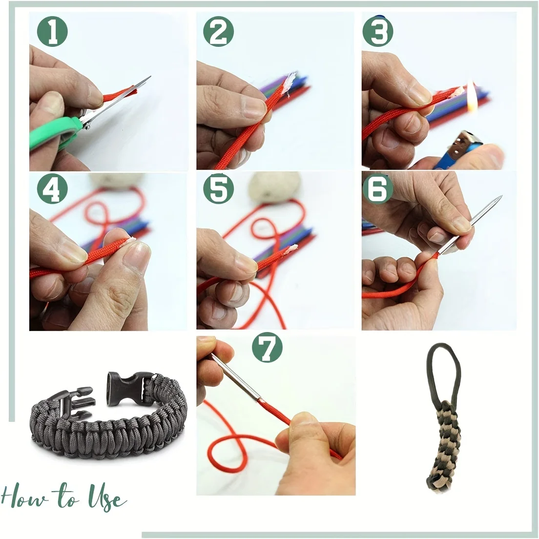 4-11Pcs Paracord Lacing Needle Set 201 Stainless Steel FID Needles Smoothing Tool for Bracelet Weaving DIY Knotting view 4