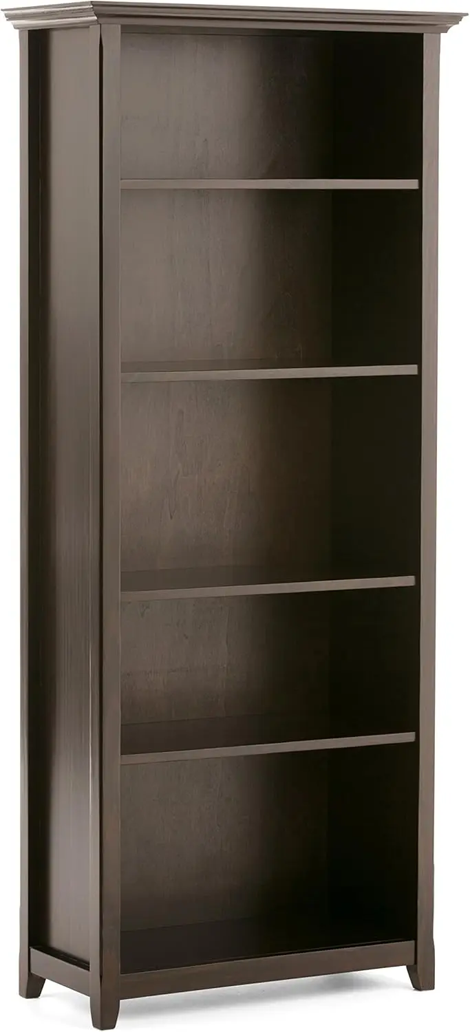 30 Inch Transitional 5 Shelf Bookcase in Hickory Brown, For the Living Room, Study Room and Office 14