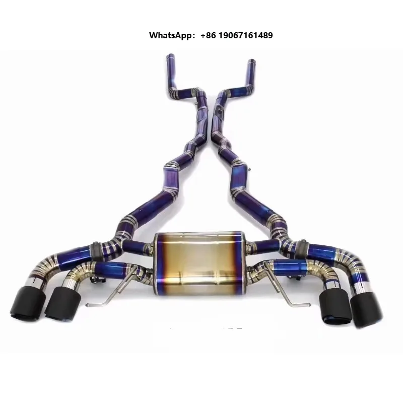 Titanium 1.2mm Mirror Polished Blue Performance Exhaust System  with Muffler Pipes Tuning Assembly
