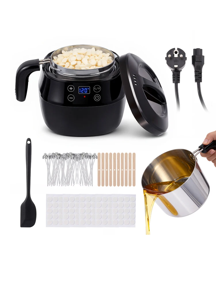 Mini Elektrischer Wachsschmelzer 1L Wachsschmelztopf-Set für Kerzenherstellung DIY-Kerzen und Aromatherapie, mit Gießvorrichtung, Dochtsticker