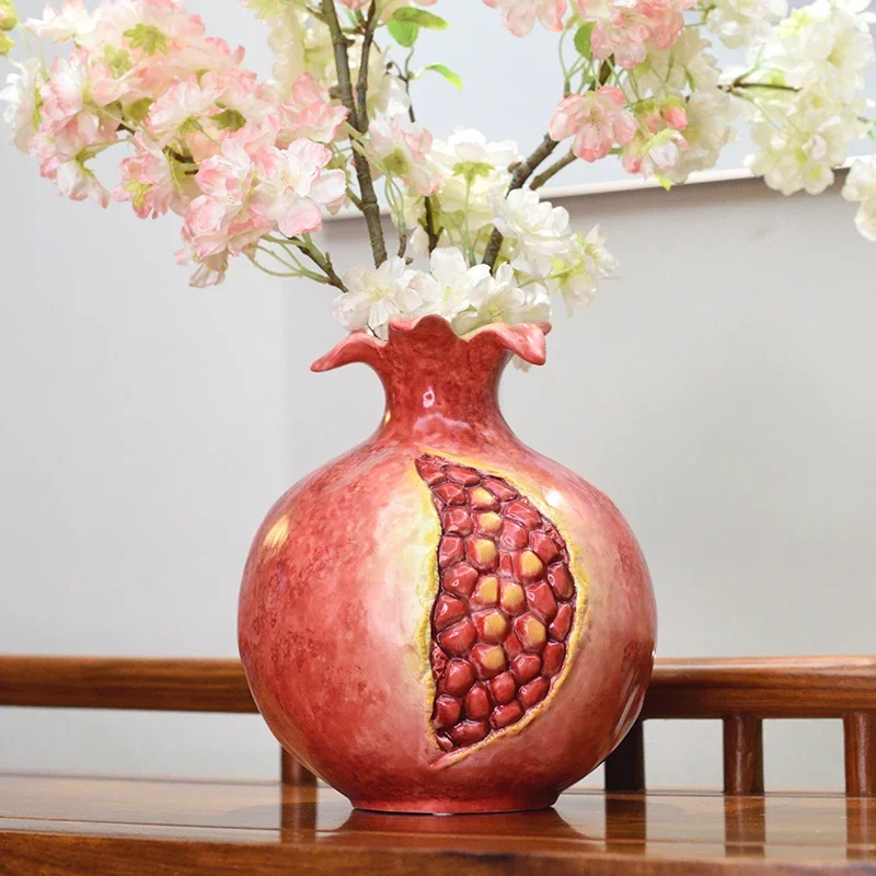 

2 Uses Ceramic Pomegranate Vase, Storage Jar, Creative Gift Home Desktop Decoration Ceramic Vase Mainland China