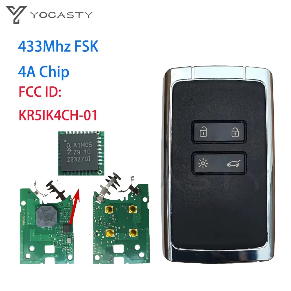 YOCASTY KR5IK4CH-01 Keyless Smart Key 434Mhz PCF7953M 4A Chip For Renault Megane 4 Talisman Espace 5 Kadjar 2016 2017 2018 2019