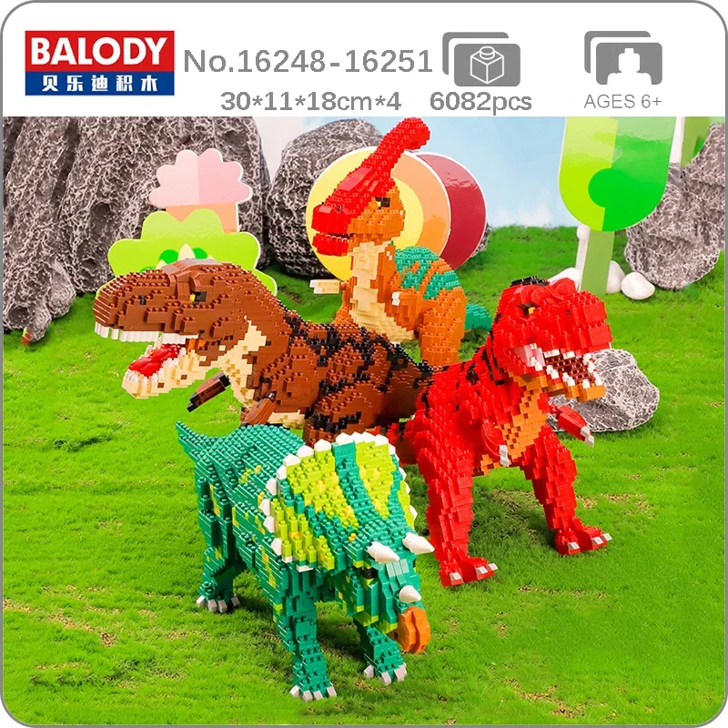 

Balody Jurassic Period Dinosaur Tyrannosaurus Parasaurolophus Triceratops Monster Mini Diamond Blocks Bricks Building Toy No Box