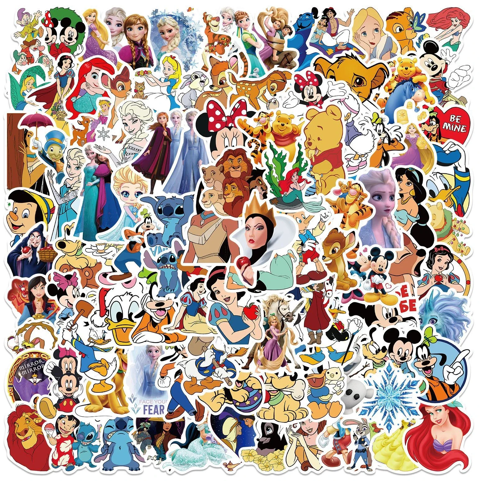 50/100Pcs Disney Frozen Stitch Stickers Mickey Decals Laptop Luggage Phone Motorcycle Waterproof Sticker for Children Toy