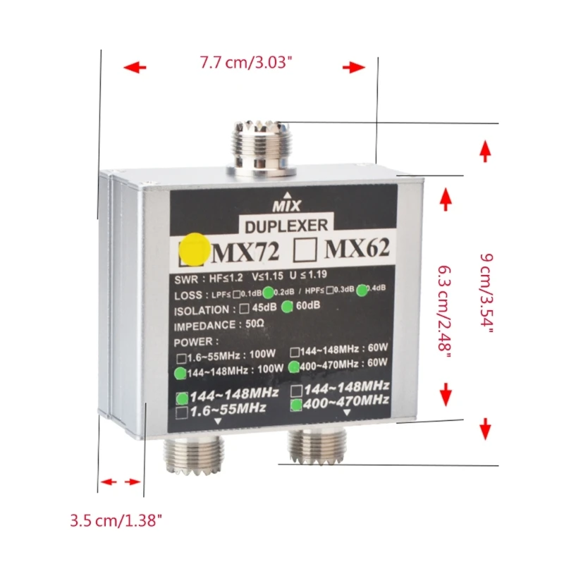 Ham MobileRadio Antenna Combiner VHF 100W 144-148MHz UHF 60W 400-470MHz DualBand Dropsale