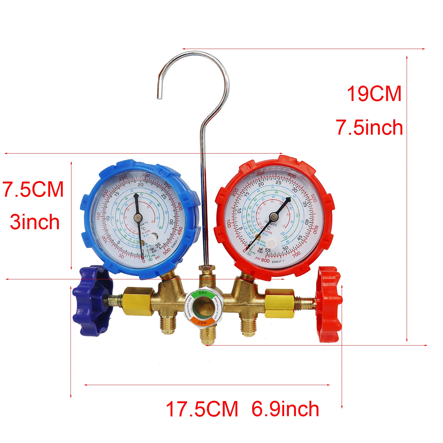 Refrigerant Air Conditioning Tools AC Diagnostic Manifold Gauge Set Hose Hook Kit for Refrigerant Testing R410A R22 R404A R134A