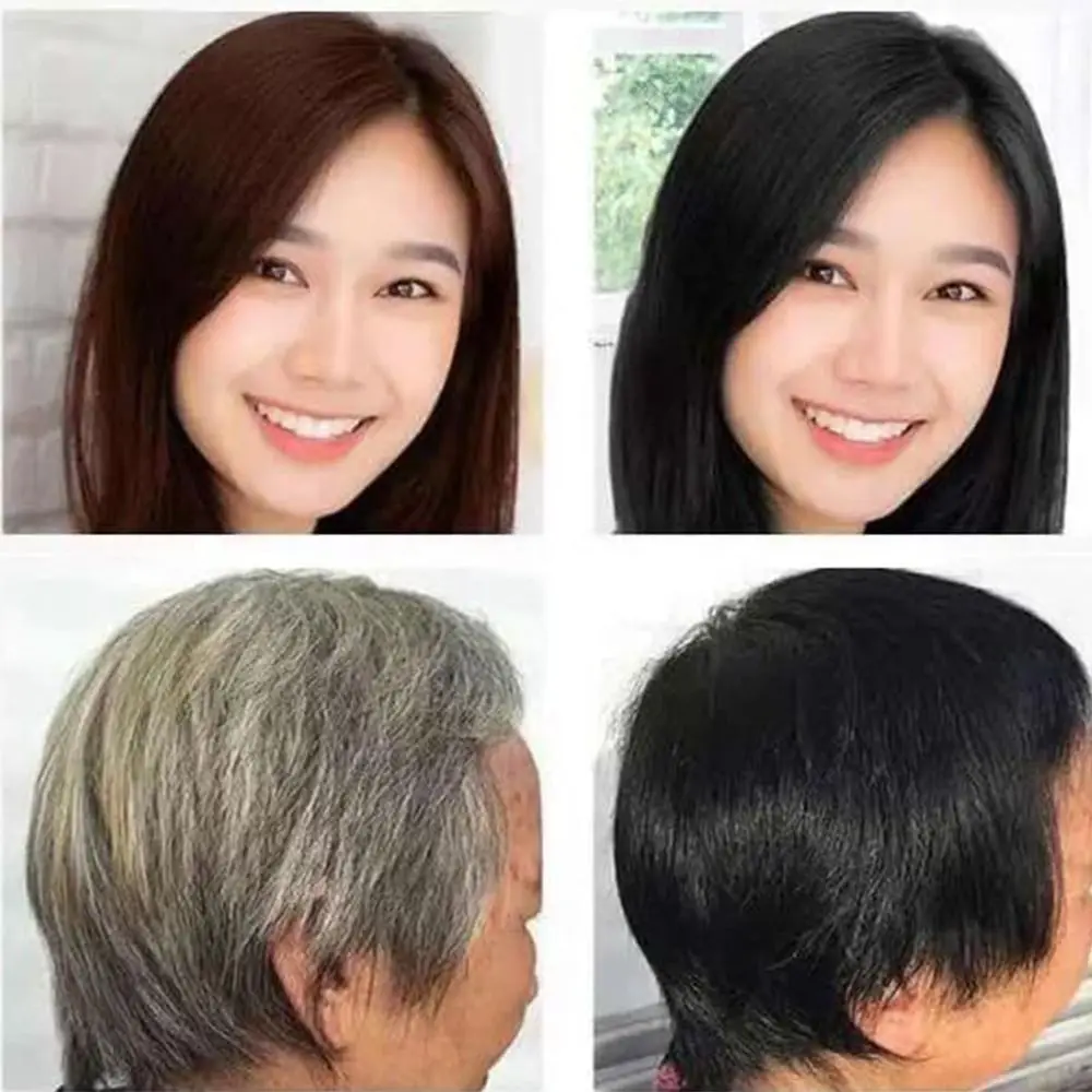 블랙 과일 염색 헤어 크림, 천연 케라틴 헤어 컬러, 식물 에센스 헤어 워싱 컬러 크림, 빗 포함, 80ml