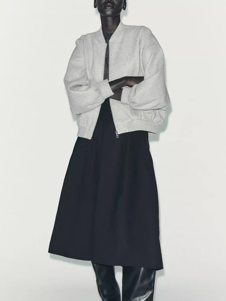 

European and American style autumn new fashion simple casual women's clothing versatile soft loose bomber jacket