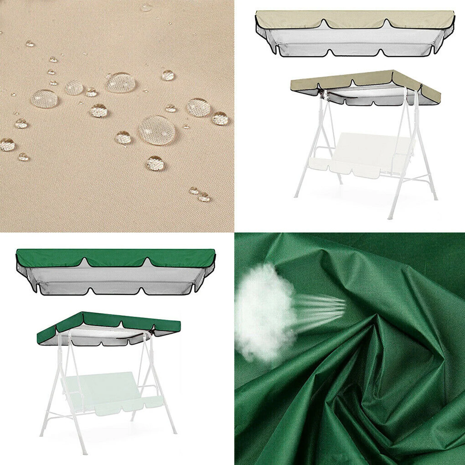 Swing Top Seater Garden Swing Chair Sun Protection Top Cover Replacement Top Awning for Outdoor Garden Porch Swing