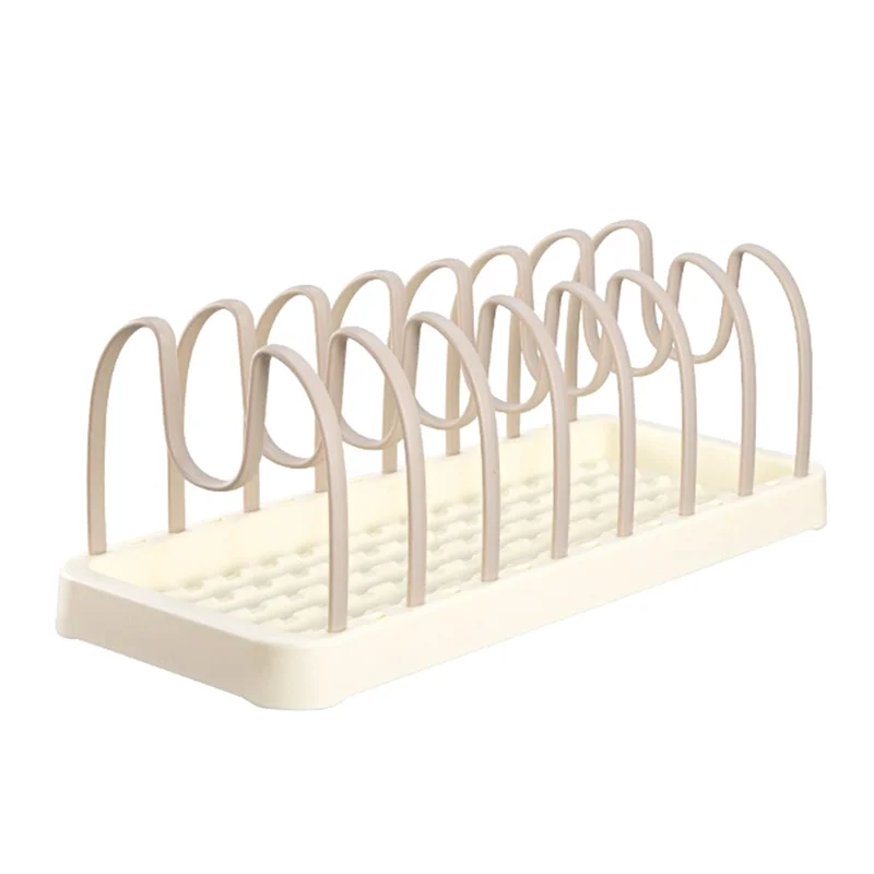 ABXF-캐비닛용 냄비 및 팬 정리함, 조절 가능한 플러그인 디바이더가 있는 주방 카운터용 냄비 뚜껑 홀더 밀키 커피 Easy T