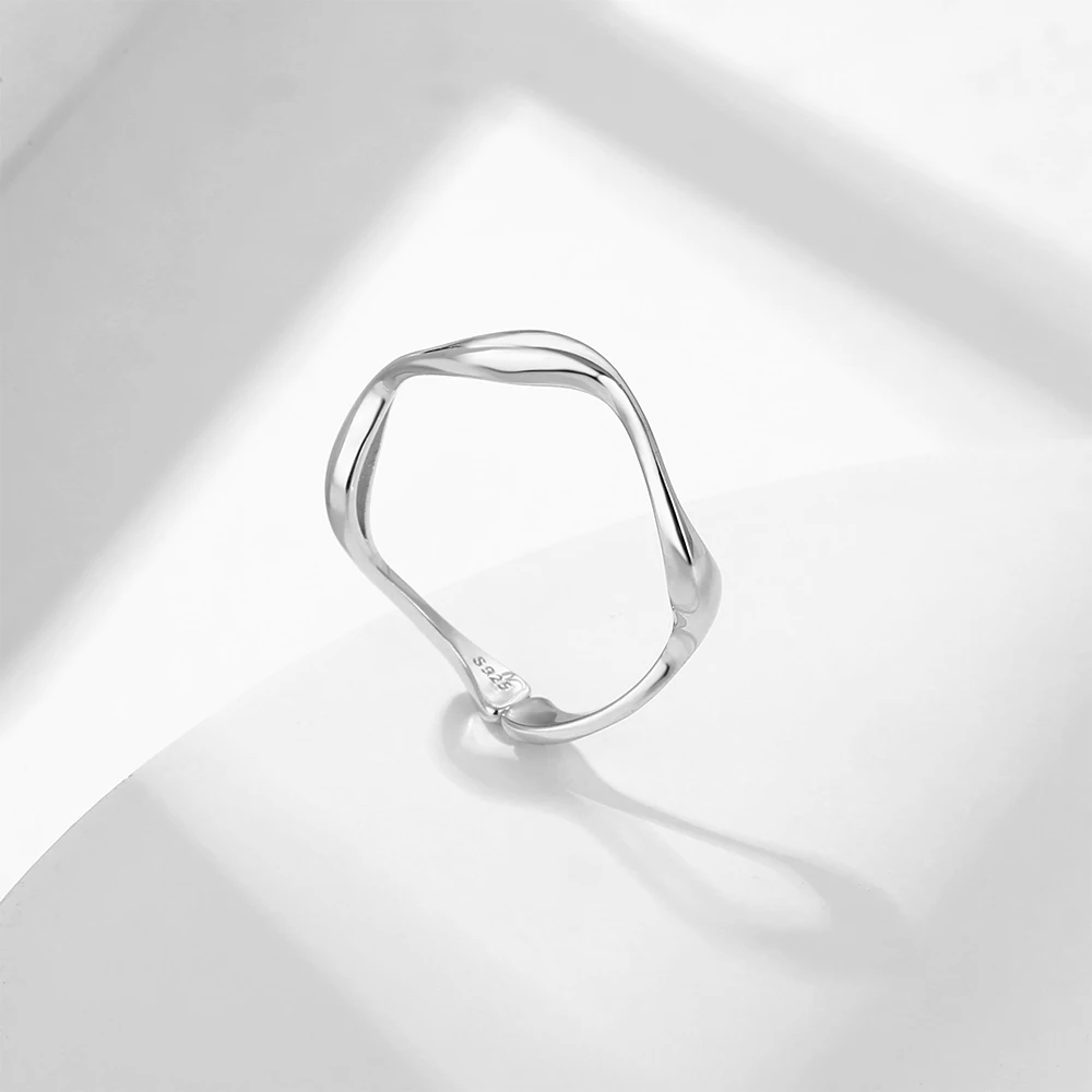 RYJU-anillos de plata de ley 925 con ondas irregulares para mujer, joyería geométrica Simple, estilo coreano, joyería fina, regalo para niña