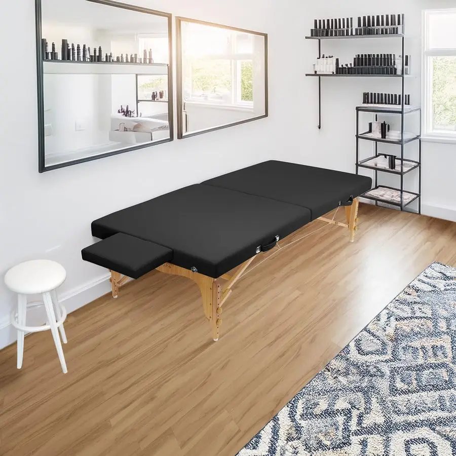 Portable Physical Therapy Massage Table Low to Ground Stretching Treatment Mat Platform Black