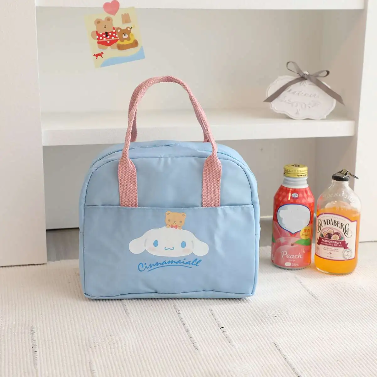 Sanrio Insulated Zipper Lunch Bag, Kuromi Cartoon Cute Picnic Bag, Waterproof Food Storage Bag, Portable Travel Camping Supplies