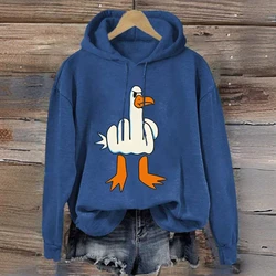 Hoodie engraçado de pato para mulheres, mangas compridas, capuz casual, roupas Y2K, nova tendência, moda, outono, inverno