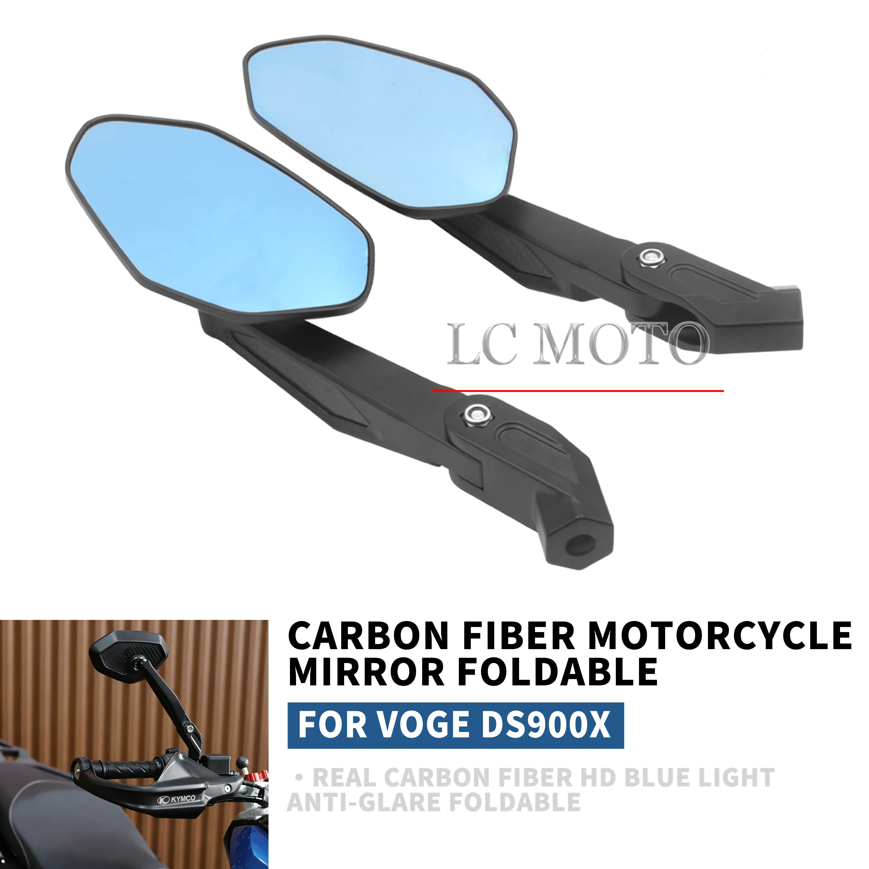 

For VOGE DS900X Motorcycle Modification Carbon Fiber Foldable Rearview Mirror, Anti-fog, High-Definition Blue Light