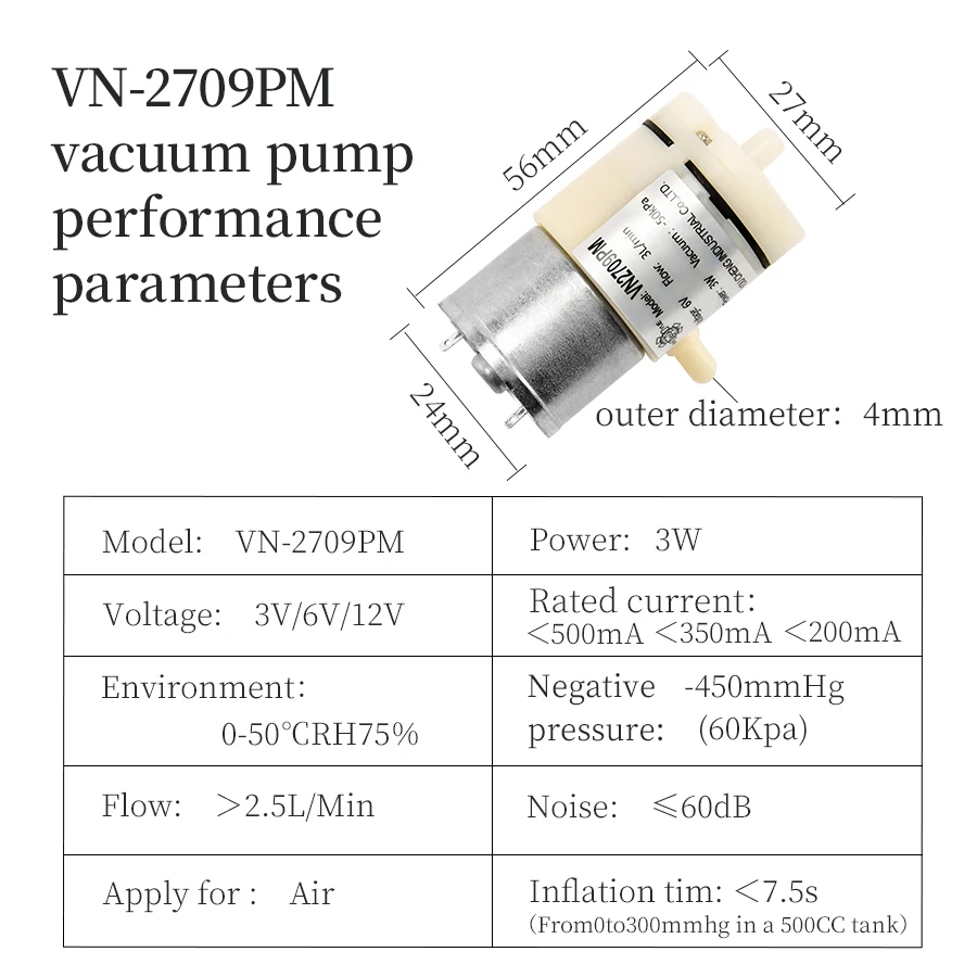 Mini Air Pump  6V/12V/24V Electric small vacuum pump with booster motor for beauty equipment and medical