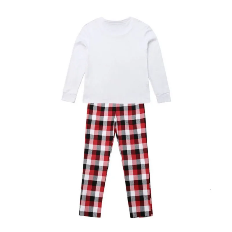 Parent-Child Plaid Long-Sleeved Long Pants Pajamas Set Round Neck Cotton Loungewear Family Matching Outfits Two-Piece Set