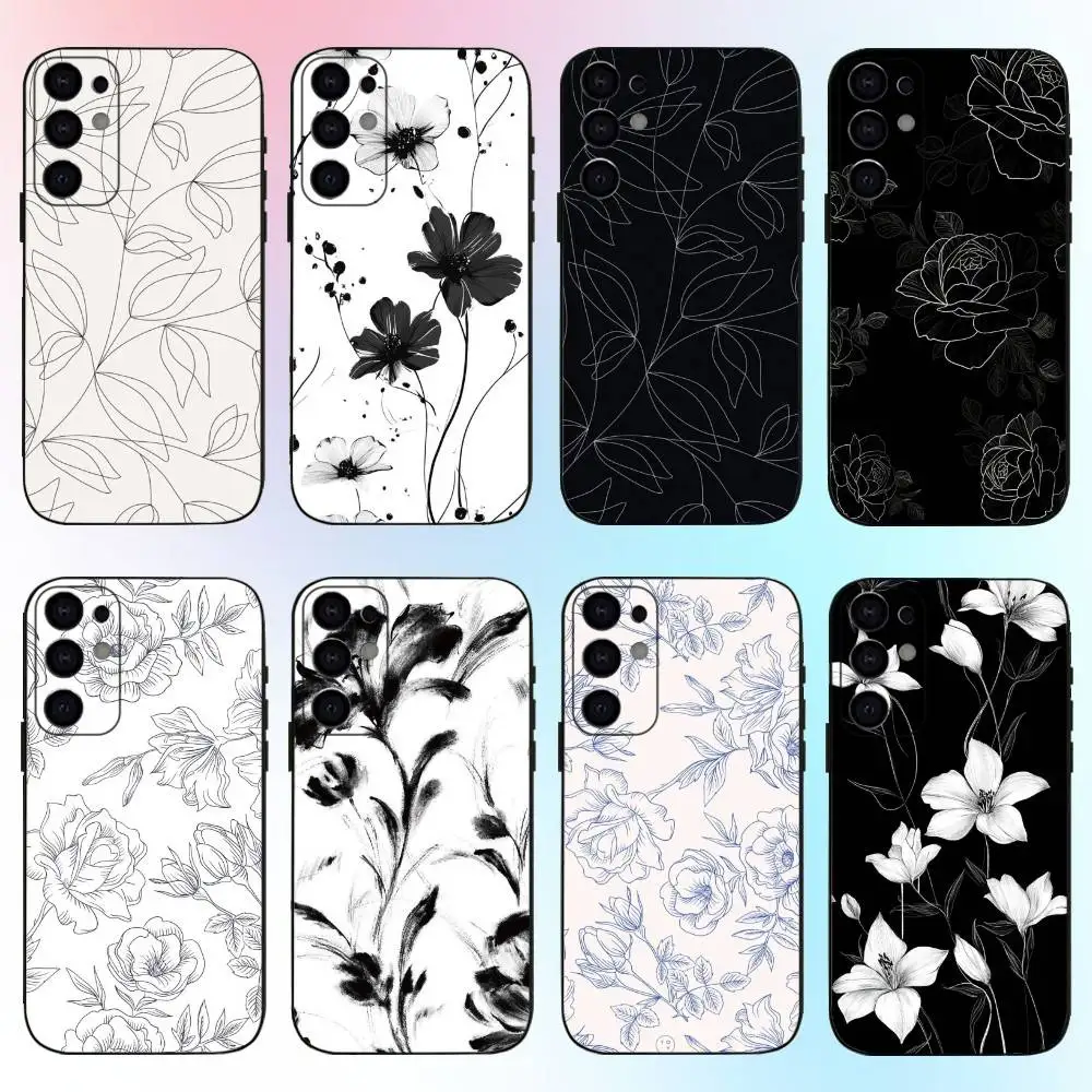 

Flower Pattern Phone Case For Samsung S25,S24,S21,S22,S23,S30,Ultra,S20,Plus,Fe,Lite,Note,10,9,5G Black Cover