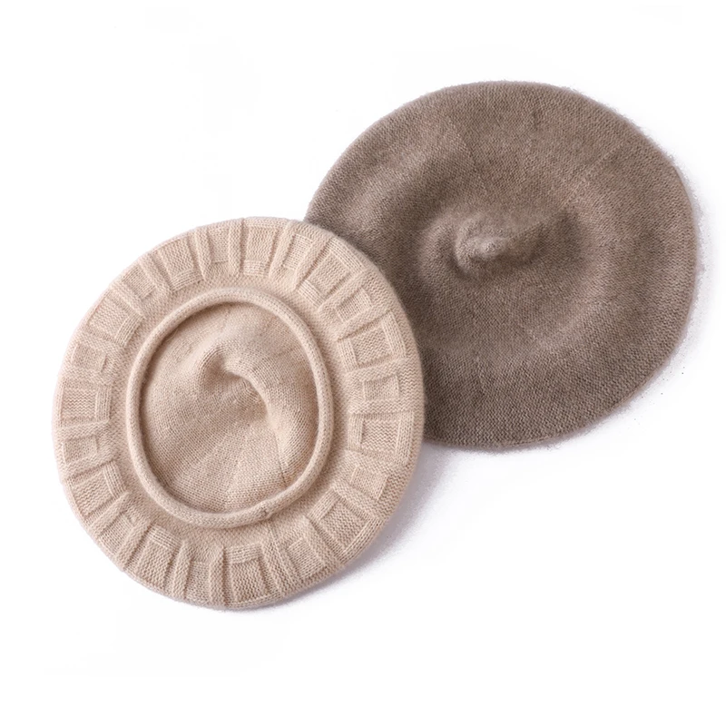 المرأة 100% الكشمير القبعات الفرنسية الفنان نمط شتاء دافئ Brimless قبعة ريترو بلون أنيقة مريحة قبعة للفتيات #4