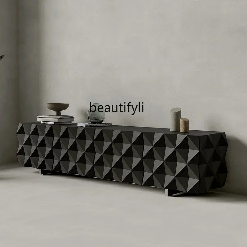 

xzFrench floor-to-ceiling TV, light luxury, art side cabinets, North American ash wood lockers